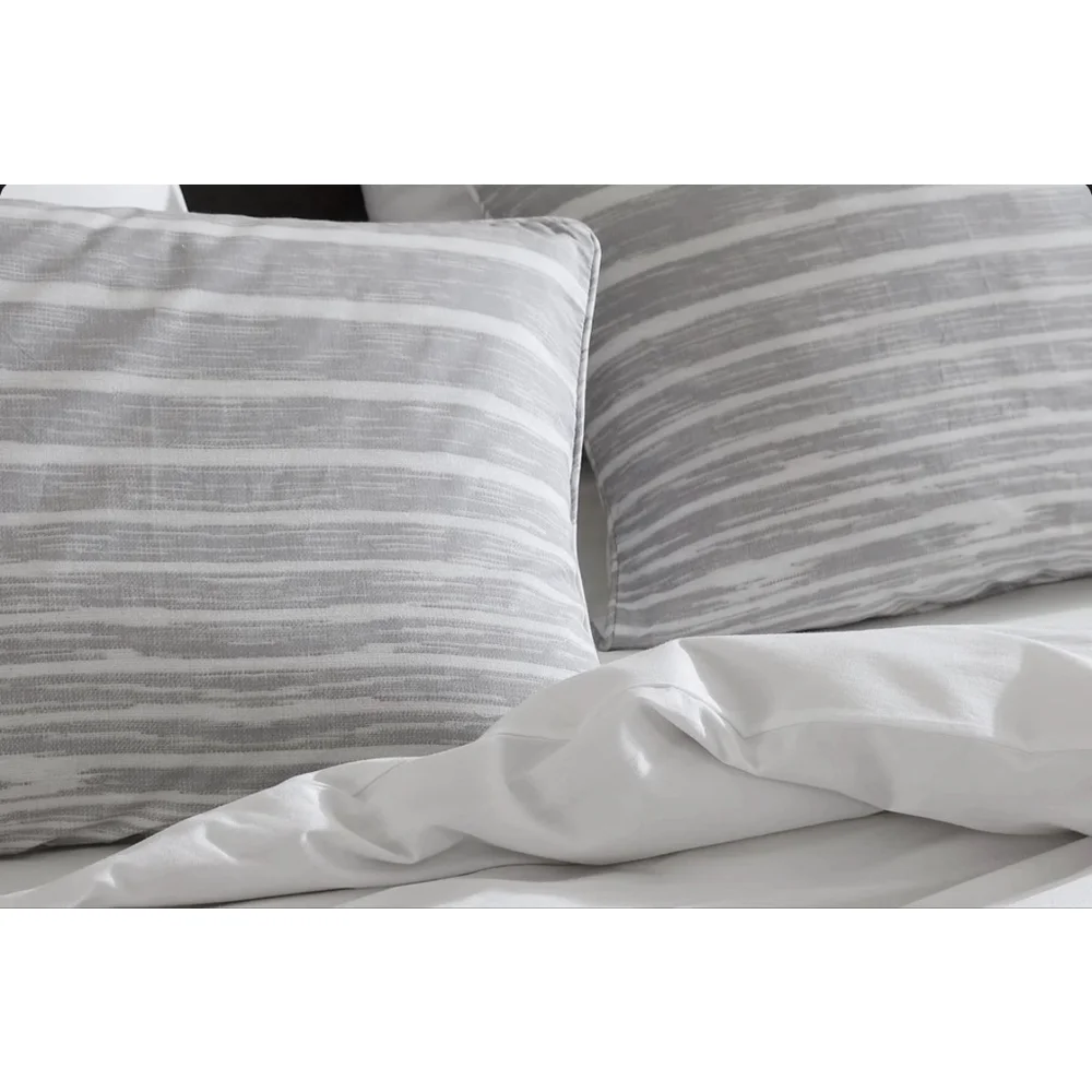 Kenneth Cole Abstract Stripe Gray/White Full Queen Duvet 2 Sham Set NWT Mens Bed